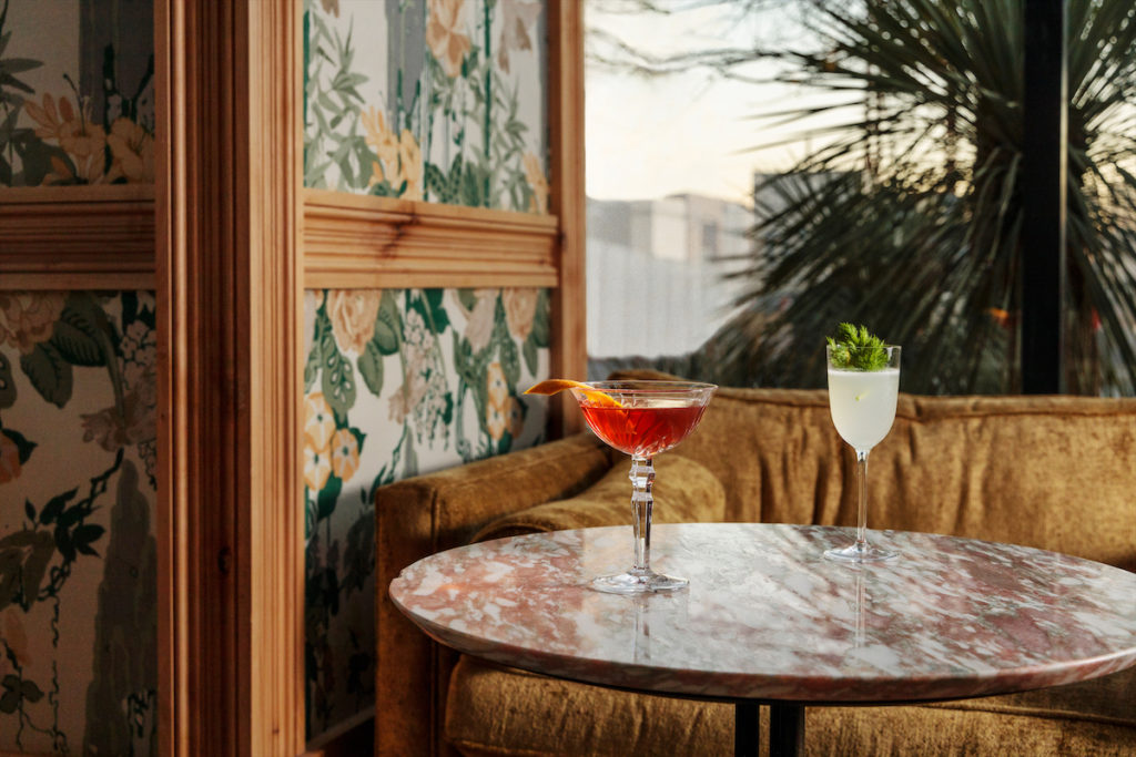 Goldie’s Sunken Bar offers an intimate space for cocktailing for hotel guests. (Photo by Proper Hotel Austin)