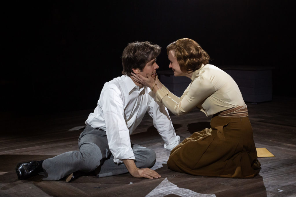 Alley Theatre – Camp David. Actor Stephen Thorne as Jimmy Carter and actor Rebecca Brooksher as Rosalynn Carter.