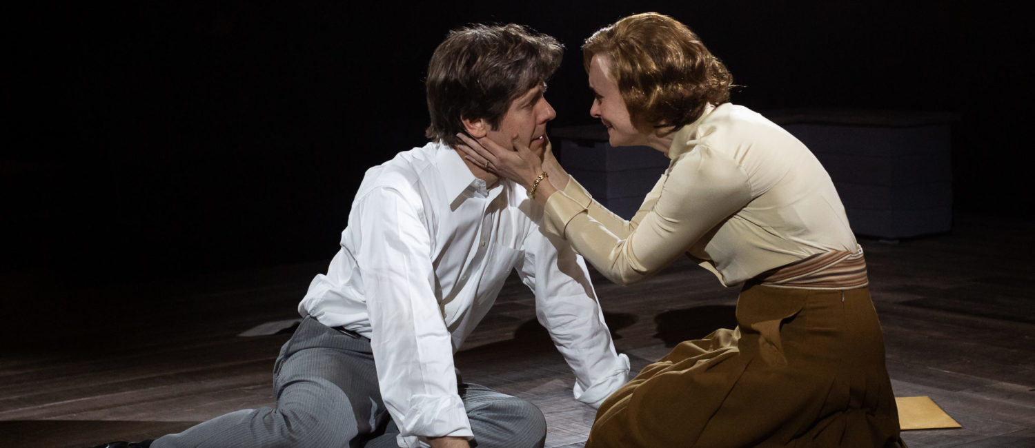 Alley Theatre – Camp David. Actor Stephen Thorne as Jimmy Carter and actor Rebecca Brooksher as Rosalynn Carter.