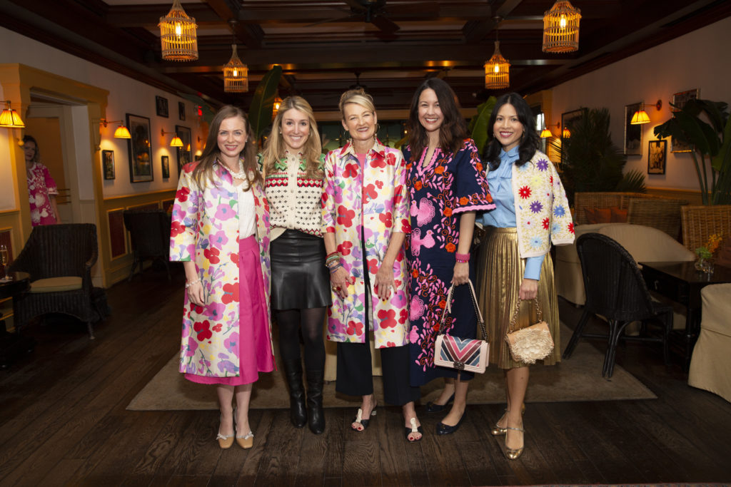 Anne Lee Phillips, Natalie Steen, Elyce Arons, Carrie Colbert, Nancy Bihlmaier wearing Frances Valentine for lunch at Le Colonial (Photo by Jenny Antill Clifton)