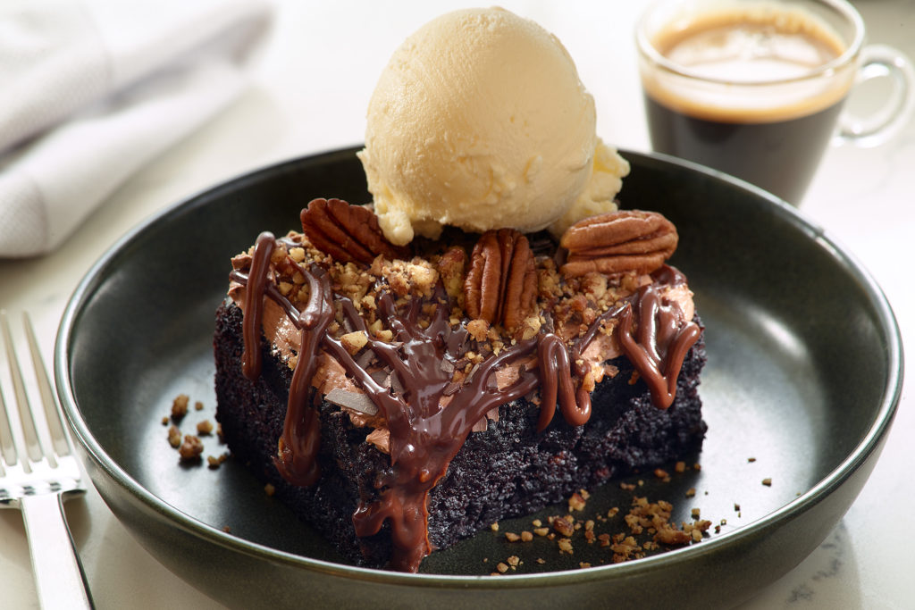 Indulgences at Birdie's include this luscious chocolate cake. 