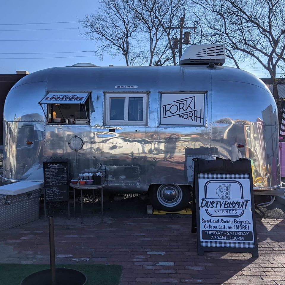 Fork Worth Airstream trailer set up on South Main St.