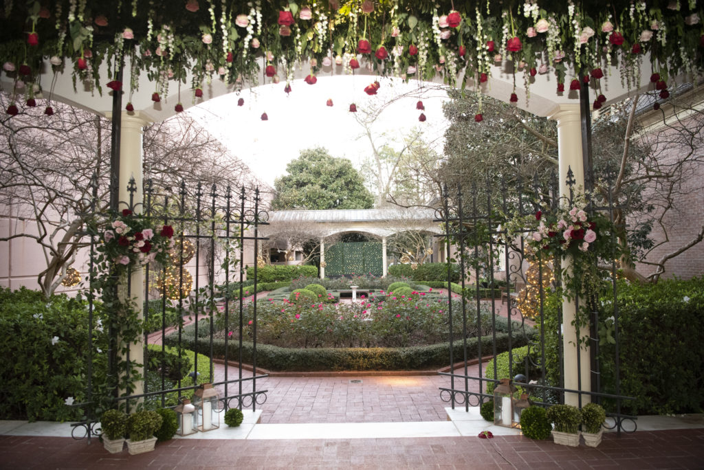 Bramble & Bee created the hanging floral display that welcomed guests as they entered the Junior League. (Photo by Emile C. Browne)