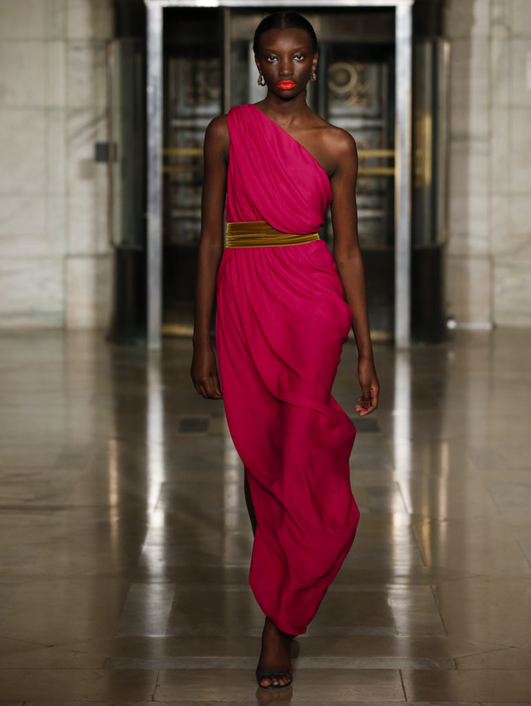Oscar de la Renta silk georgette draped gown. (Photo courtesy of Oscar de la Renta)