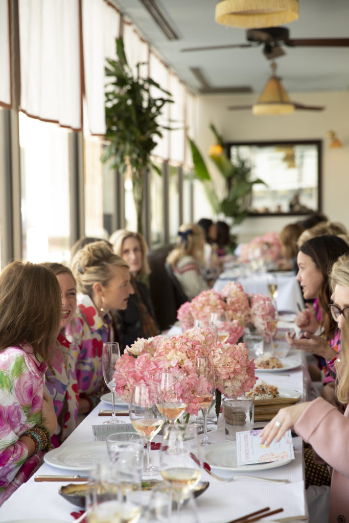 A colorful crowd lunching with Frances Valentine (Photo by Jenny Antill Clifton)