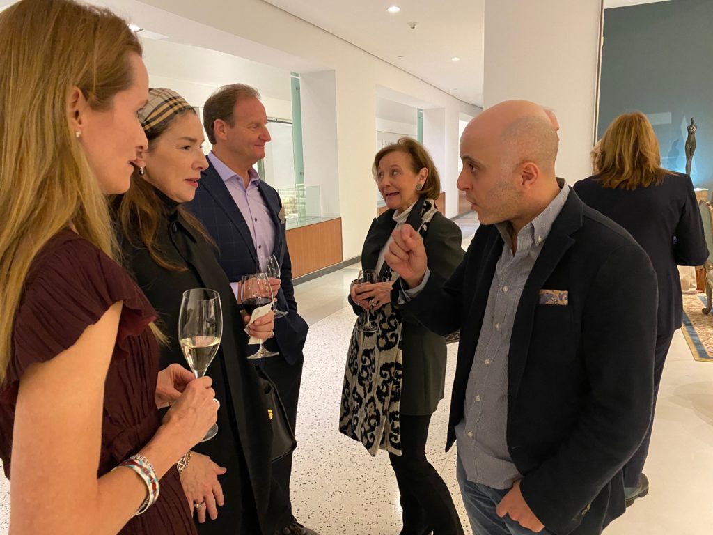 Maury Riad, who co-owns Fortuny with his brother Mickey, discusses the house's history with Houston interior designers. (Photo by Shelby Hodge)
