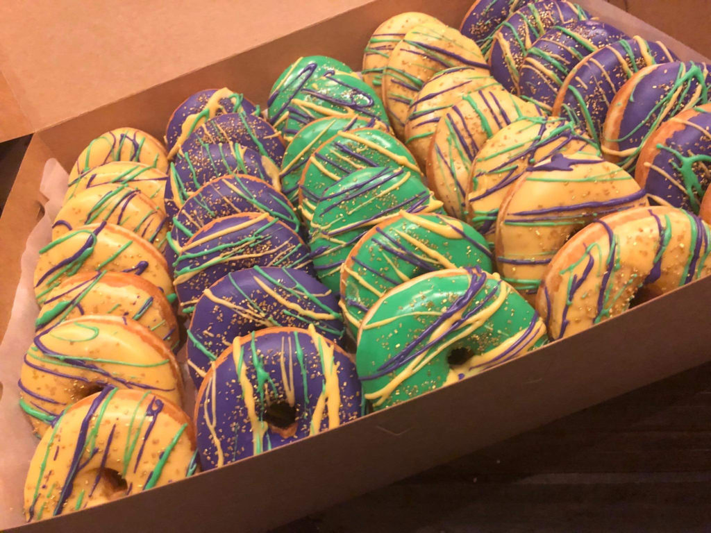You can special order these Mardi Gras donuts from Urban Donut or come in and grab one on Fat Tuesday. (Courtesy of Urban Donut)