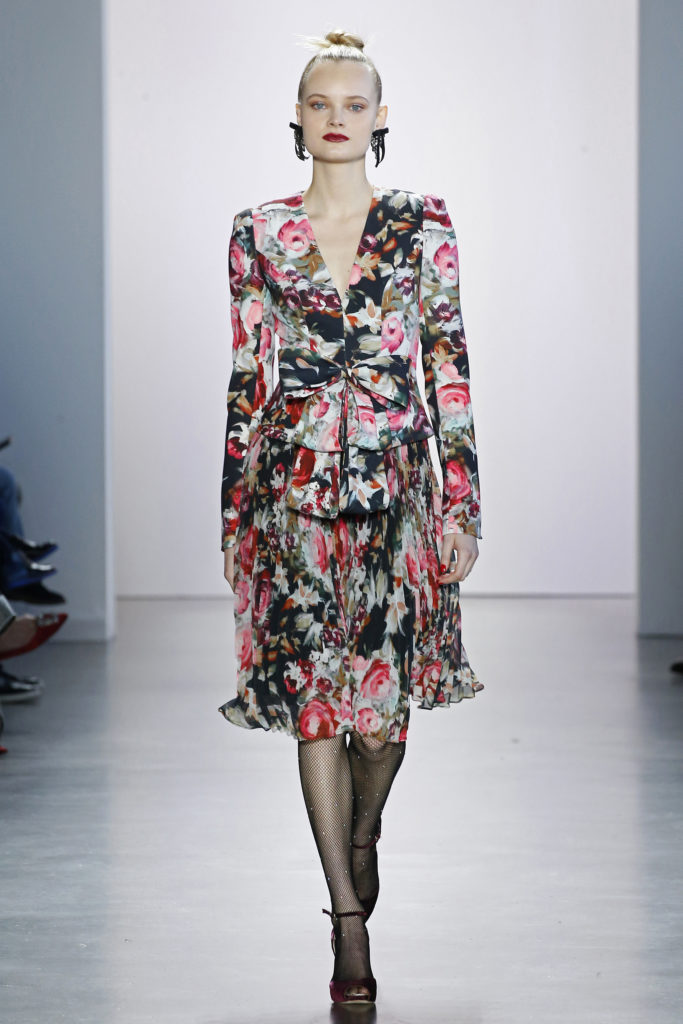 Badgley Mischka soft floral jacket and skirt. (Photo courtesy of Badgley Mischka)