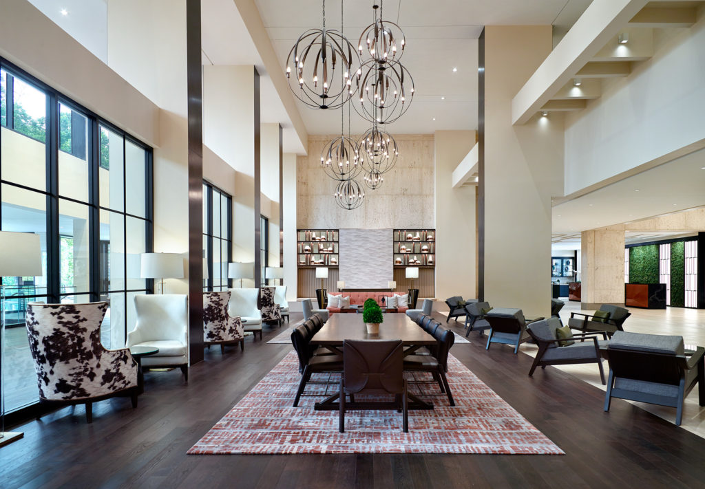 The Lobby Library is the perfect spot to connect with friends.