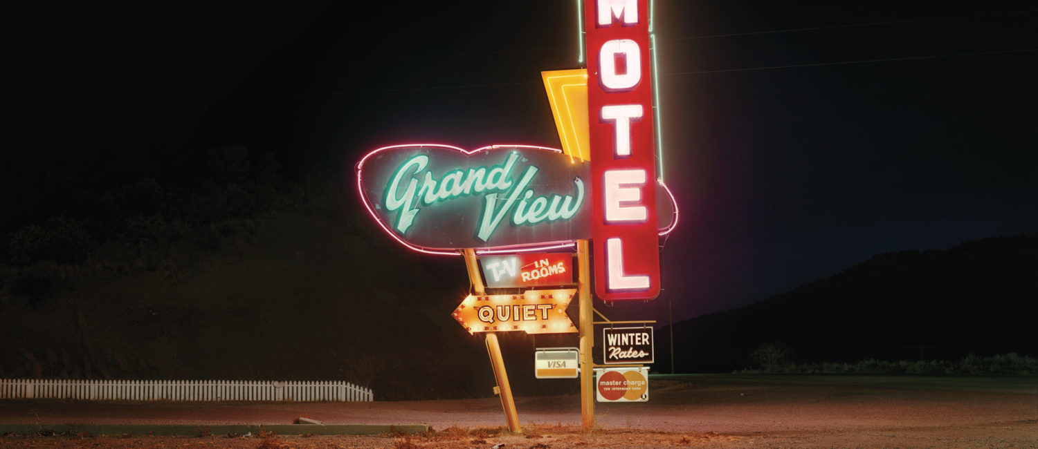 Steve Fitch’s “Grand View Motel, Raton, New Mexico, 12/18/80,” 1980, printed 2015