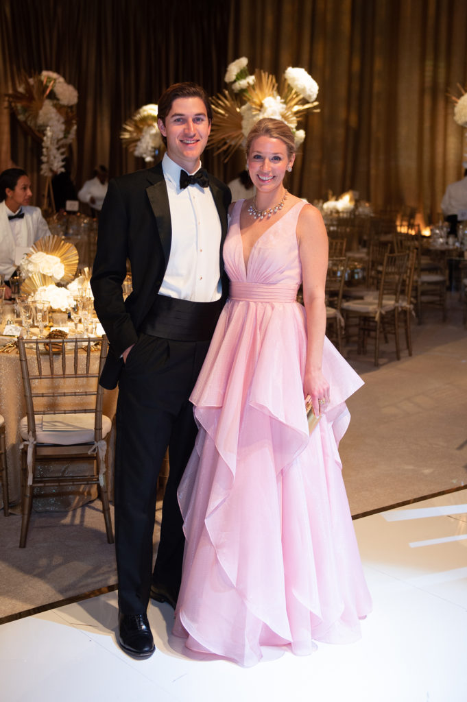 Marshall Heines & Christina Stith in a gown by Basix from Saks Fifth Avenue. (Photo by Wilson Parish)