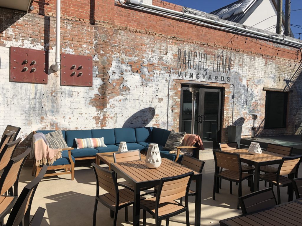 Lounge seating in the secluded courtyard. (Photo by Courtney Dabney).