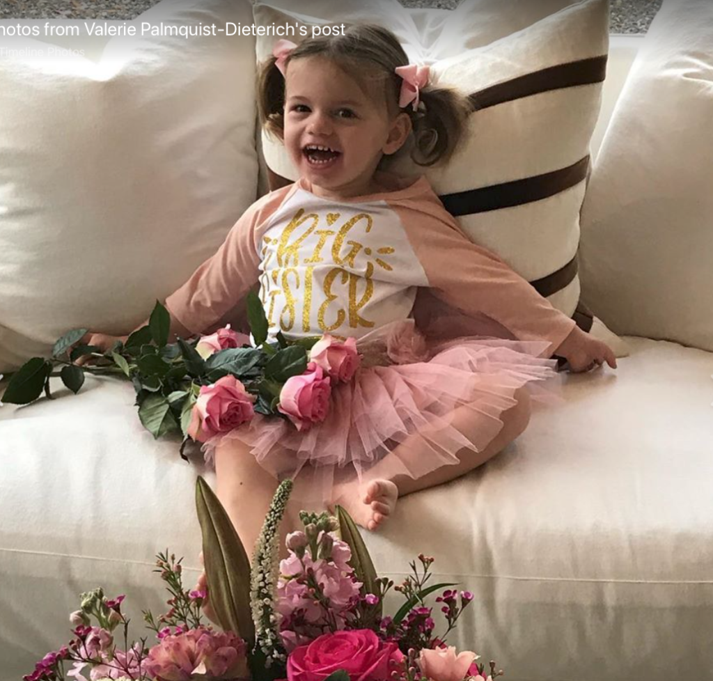 Madison Dieterich celebrates news that a baby sister is on the way.