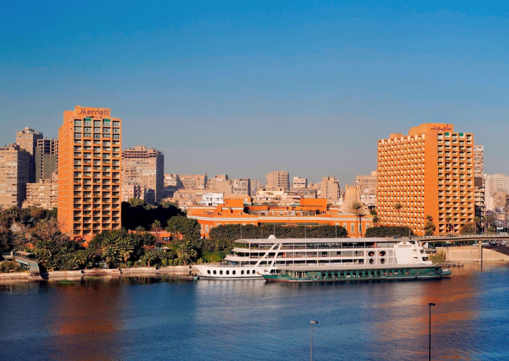The Cairo Marriott towers are linked by the Al Gezirah palace, built in 1869.