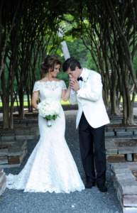 Dominique Sachse and Nick Florescu were wed at the home of John and Becca Cason Thrash in 2012.