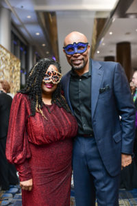 USTMardiGras2020_ Dorita Hatchett ’94 and UChenna Agu (Photo by Daniel Ortiz)