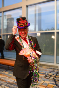 USTMardiGras2020_Greeter, Luis Varela ’15 (Photo by Daniel Ortiz)