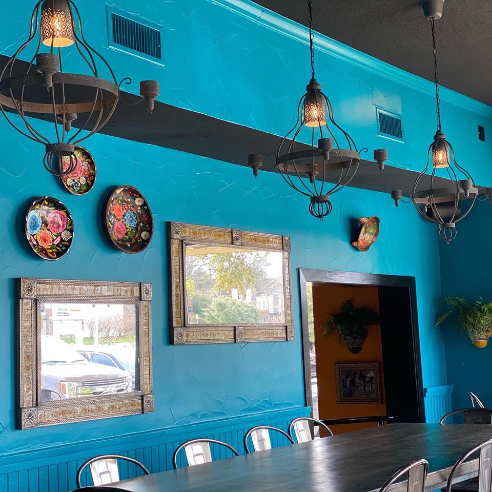 A vibrant and colorful interior at the new Enchiladas Ole.