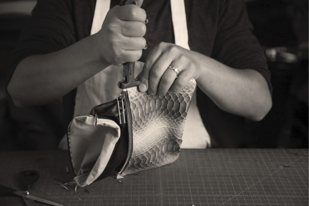 Having a factory next to the showroom allows Hayward to keep up with what the customer wants in a handbag, say its founders. (Photo courtesy of Hayward)