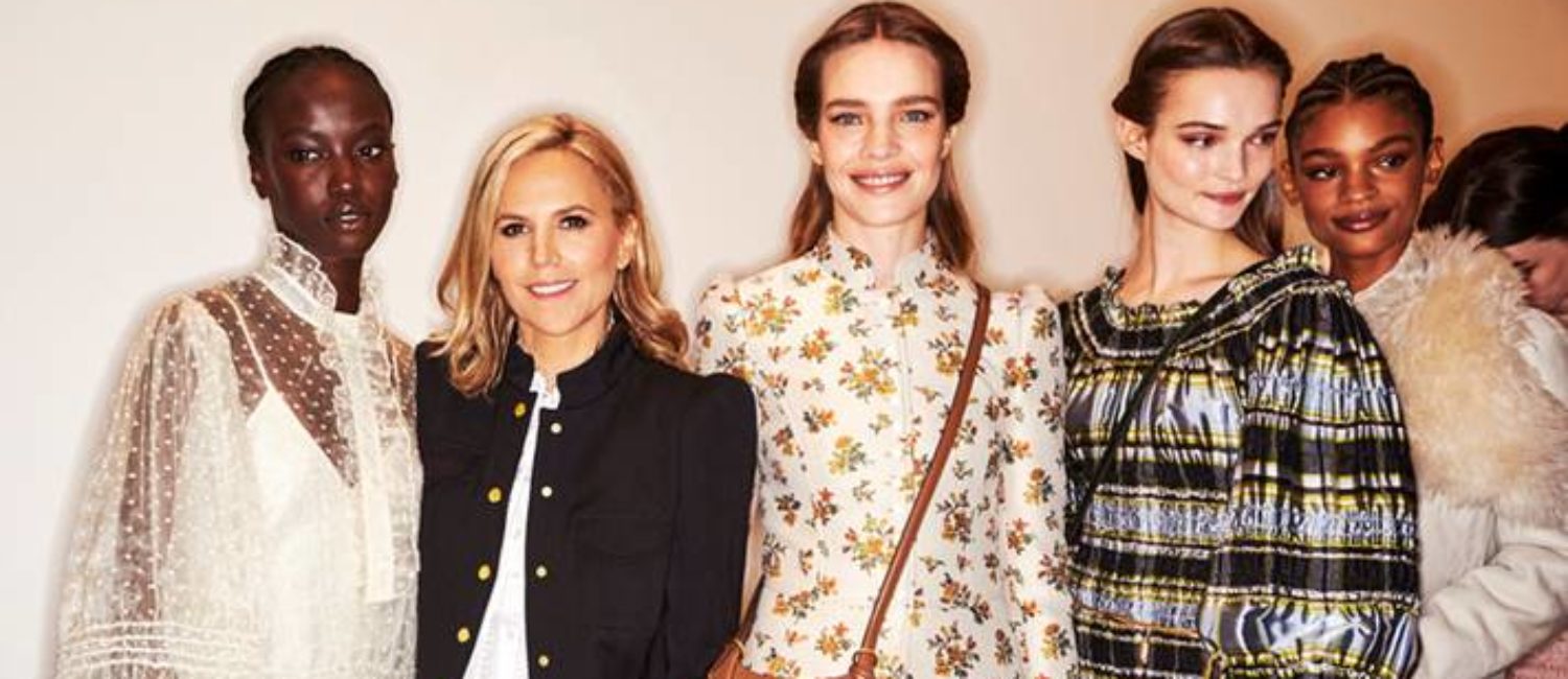 Tory Burch and models at New York Fashion Week