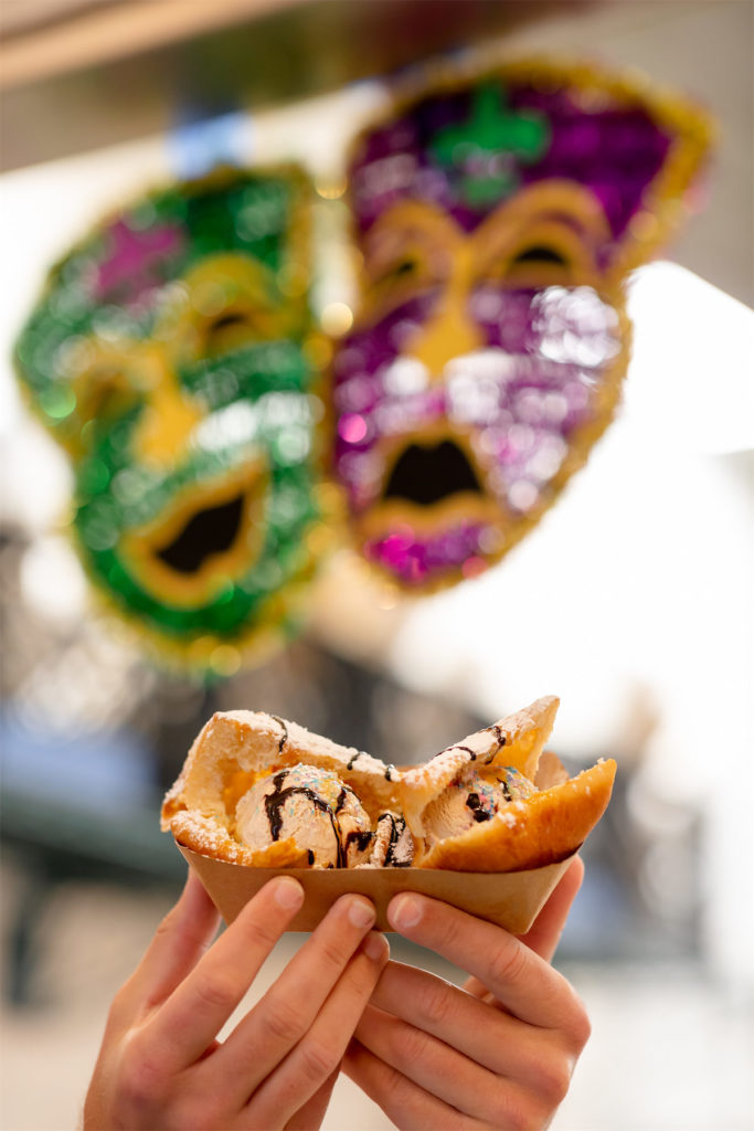 A Kings Cake ice cream will also be available through the end of February at Le Bon Temps. (Photo by Le Social Digital)