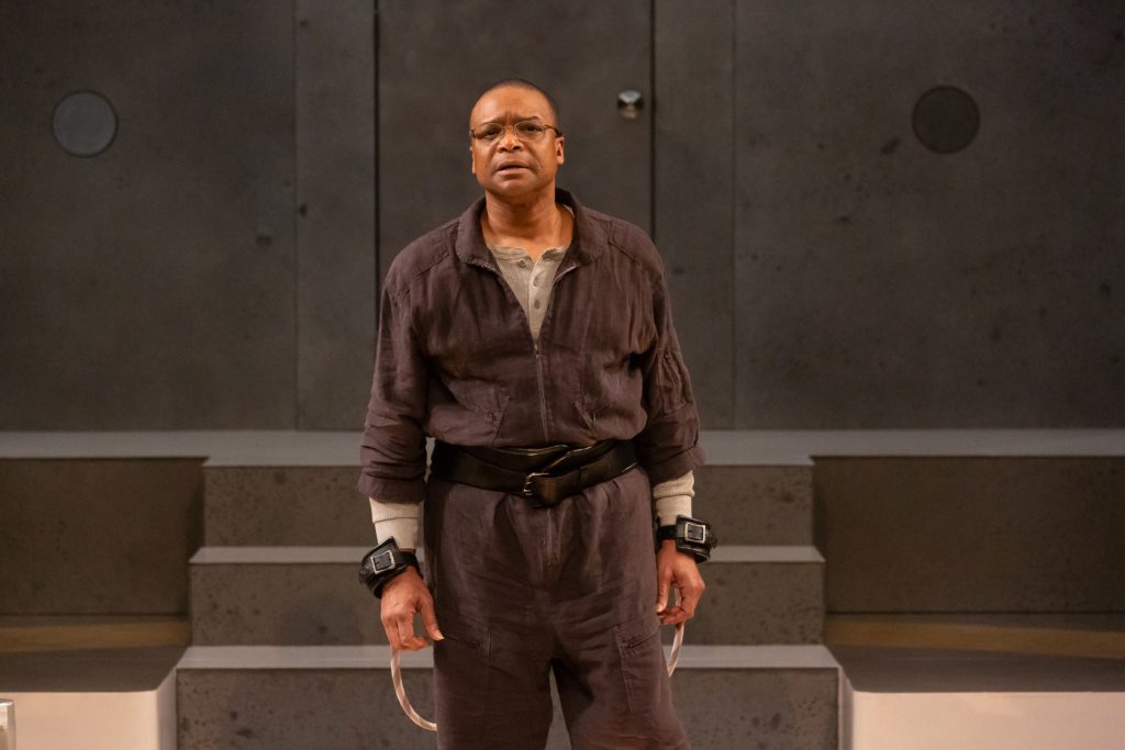 Shawn Hamilton as Winston in the Alley Theatre's production of 1984. (Photo by Lynn Lane)