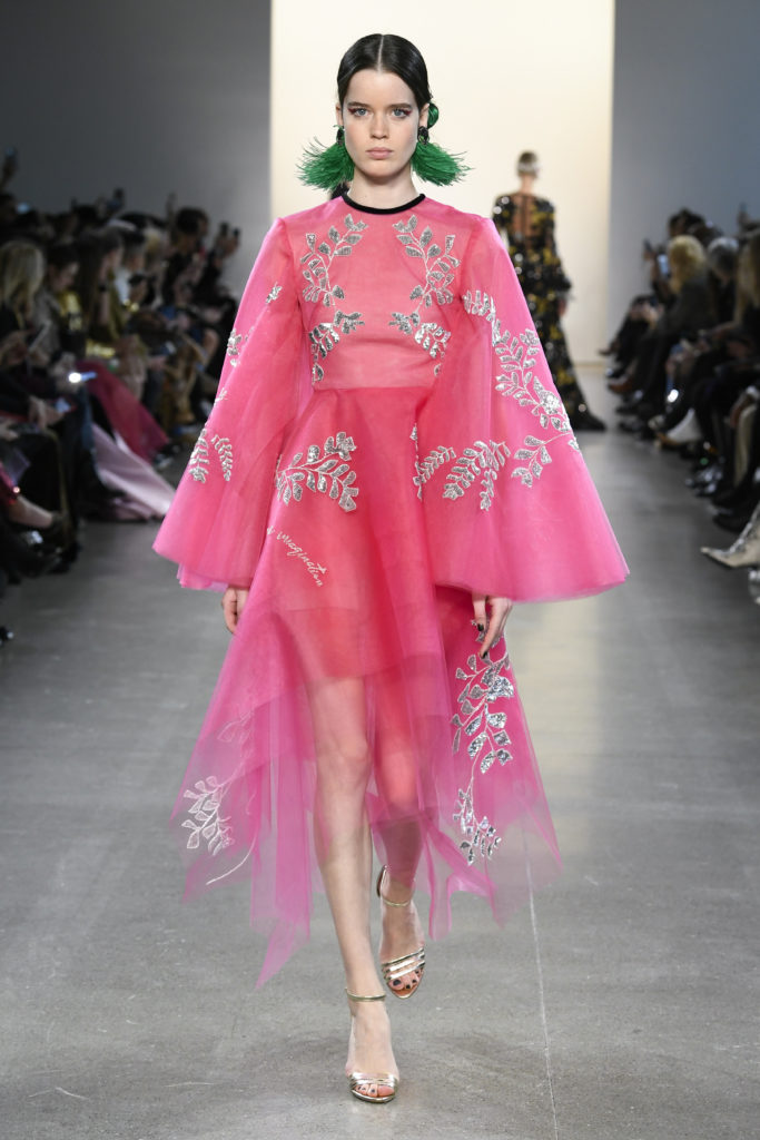Bibhu Mohapatra Jaipur pink tulle dress with silver sequined pipli embroidery. (Photo by Yannis Vlamos/Indigital.tv)