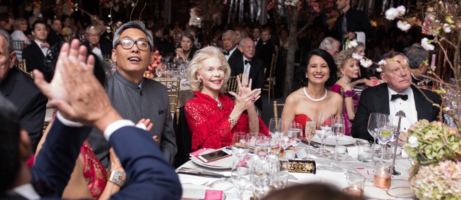 Consul General of China Cai Wei, honoree Lynn Wyatt, University of Houston chancellor and president Renu Khator Asia Society Texas Center Tiger Ball guests China Consul-General Cai Wei, honoree Lynn Wyatt, UH President Renu Khator. (Photo by Daniel Ortiz)