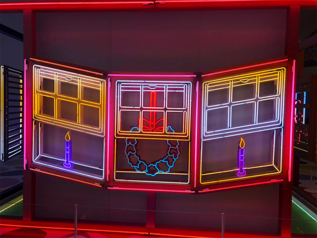 A part of the "Dialectics of Inside and Outside" section of the exhibit, the Neon House explores social boundaries. (Photo by Megan Ziots)