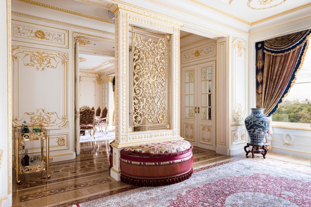 The lavish entry hall leads to the dining room  (Photo courtesy Douglas Elliman )