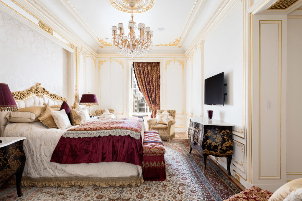 One of four bedrooms in the 5,320 square foot dwelling. (Photo courtesy Douglas Elliman )