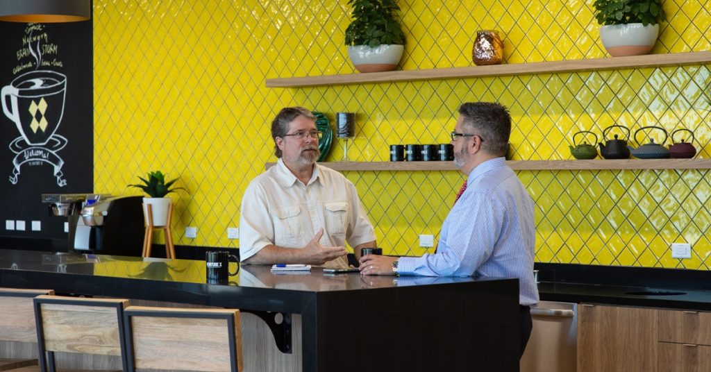 The sunny coffee bar at Venture X.