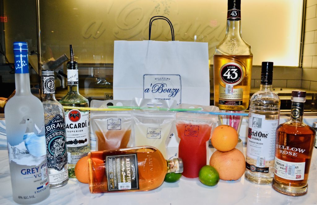 a'Bouzy offers a cocktail kit, and 10 percent off of its 250 varieties of champagne and all wines.