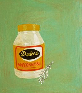 Amy C. Evans’ acrylic on wood panel, “Camille’s grandmother loved Duke’s mayonnaise and costume jewelry,” 2008, in “A Good Meal Is Hard to Find” (Chronicle Books). The painter is represented by Koelsch Gallery, Houston, which stocks both her canvases and this volume.