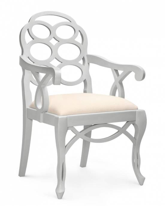 Bungalow 5's loop chair in lacquered gray and beige linen is priced at $425 (it retails for $1,063). 