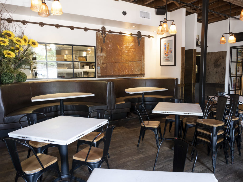 B&B Butchers' dining room is empty, but takeout orders go on. (Photo by F. Carter Smith)