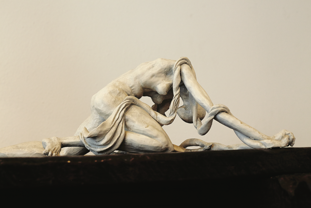 George Sellers, published November 2013. Photographed by Shayna Fontana and Scogin Mayo. In artist George Sellers 1940s Fair Park gallery space and occasional refuge, one of a series of sculptural figures by Sellers, titled "Flight."