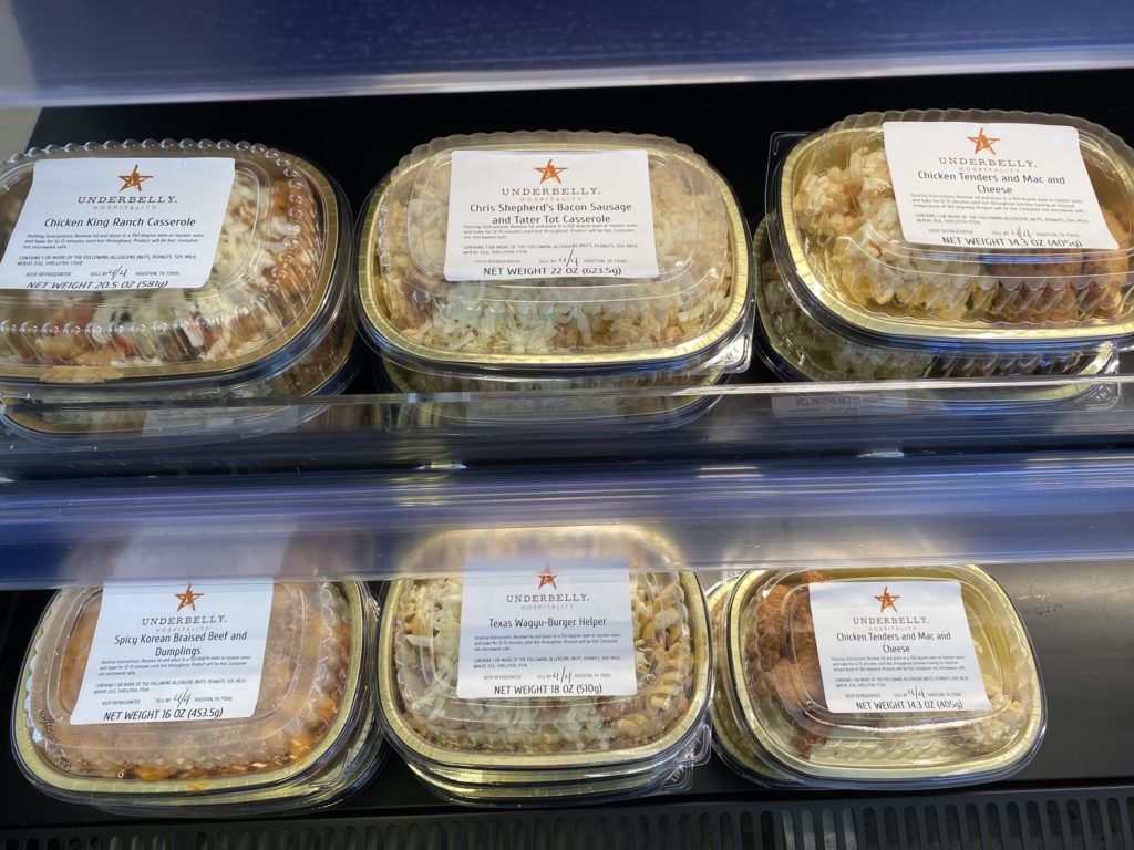 Underbelly Take & Bake dishes are located near the front of participating H-E-B stores. (Courtesy photo)