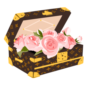 The Louis Vuitton Flower Trunk is one of the many elements available to customize your LV E-Card.