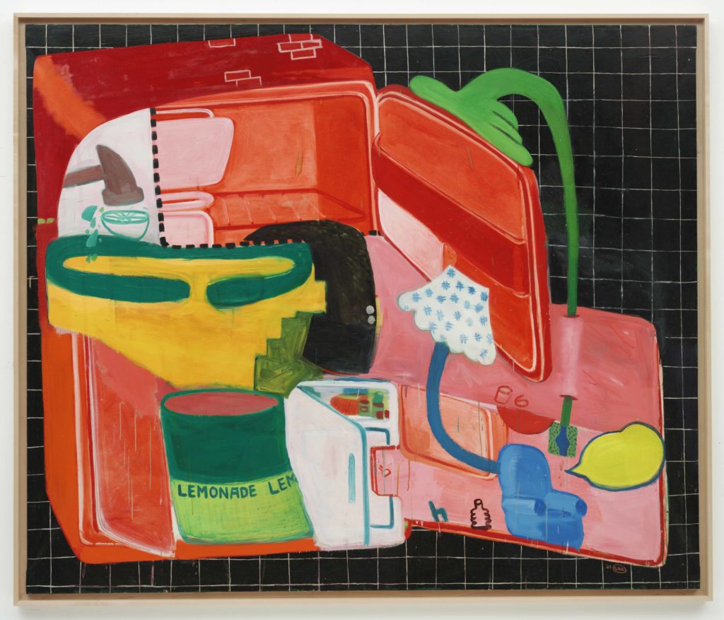 Peter Saul's "Icebox Number 9," 1963. Collection Museum of Modern Art, New York, fractional and promised gift of Mr. and Mrs. Bill Lenox, Dallas. This proto-Pop work renders everyday foodstuffs in vibrant colors that border on neon. 