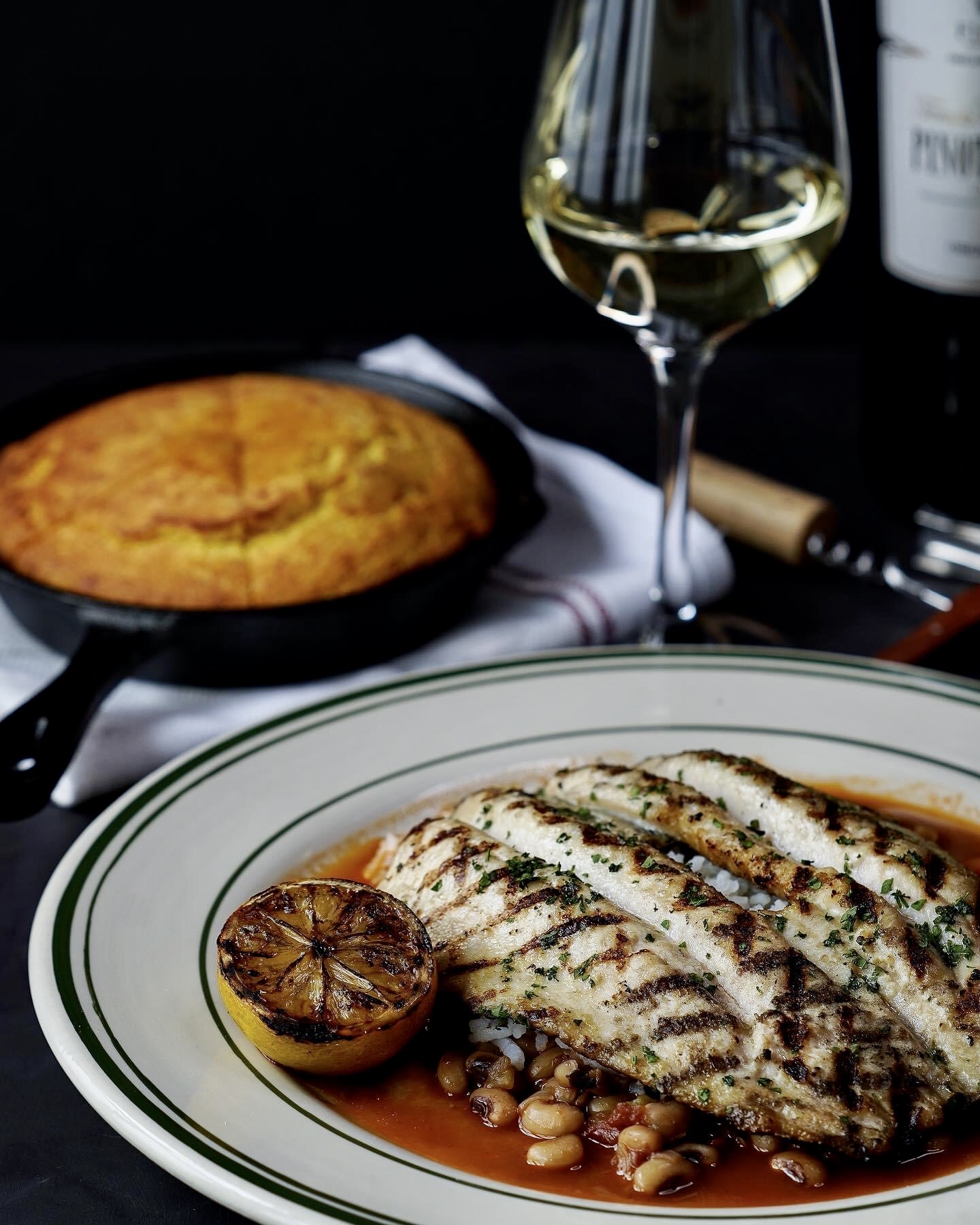 Provender Hall grilled fish with rice and beans