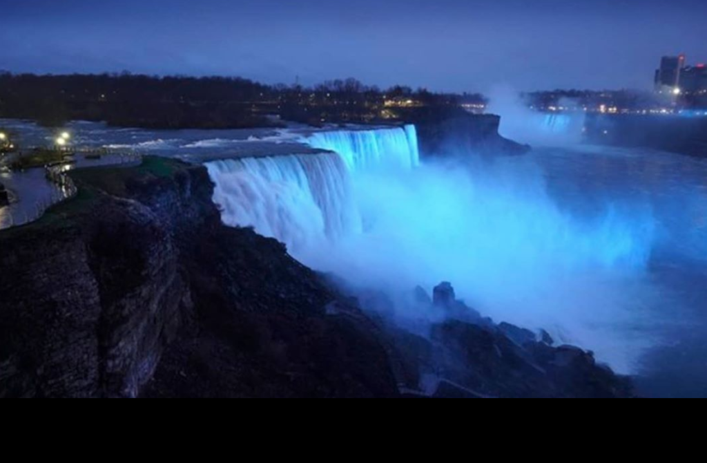 Even Niagra Falls salutes health care workers and others by going blue. (Instagram photo @nygovcuomo)