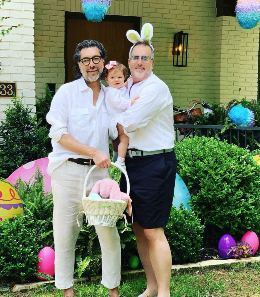 Ceron, baby Emme, and Todd Fiscus on Easter Sunday in the time of social distancing.