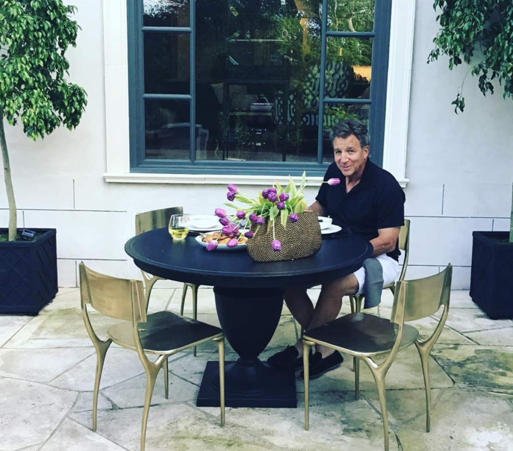 Steve Wyatt enjoying dinner on his terrace during social isolation. 