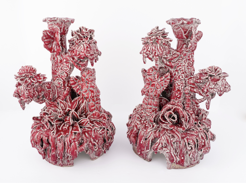Anthony Sonnenberg's "Pair of Candelabras (Angels in the Garden)," 2020, at Conduit Gallery. Available: $6,500.