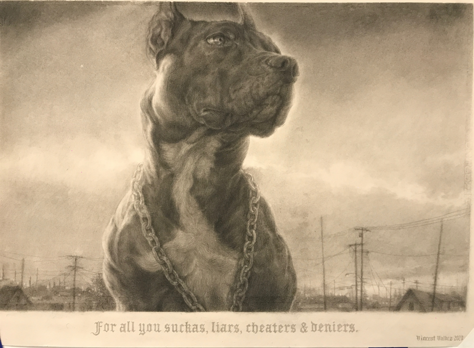 Vincent Valdez’s “deniers," 2020, at Matthew Brown Los Angeles. Available: $6,000.