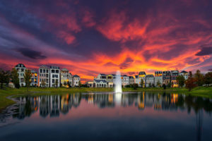 Somerset Green sunset water features; Image Credit Bryan Malloch