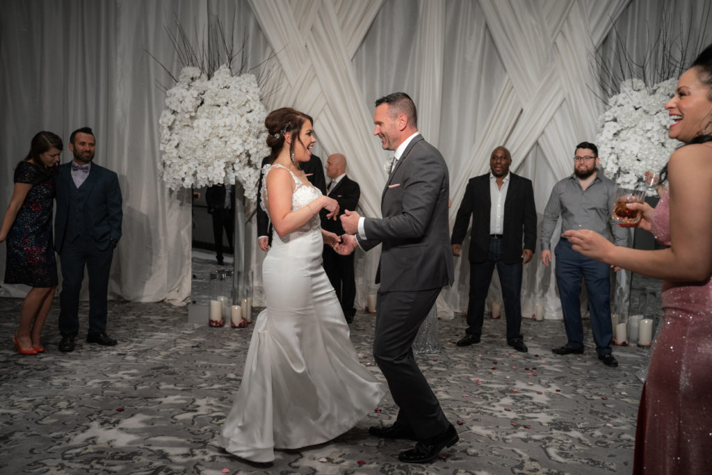 Tiffany Scott & Clark Carroll were able to share their first dance with all guests both in person and virtually. (Photo by Daniel Pawlowski, (www.theweddingshow.biz))