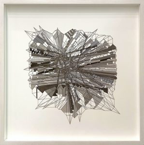 Gustavo Díaz’s “De la Serie: “El acumulador de crepúsculos.El segundo crepúsculo,” 2019, at Sicardi | Ayers | Bacino. Available: $26,000.