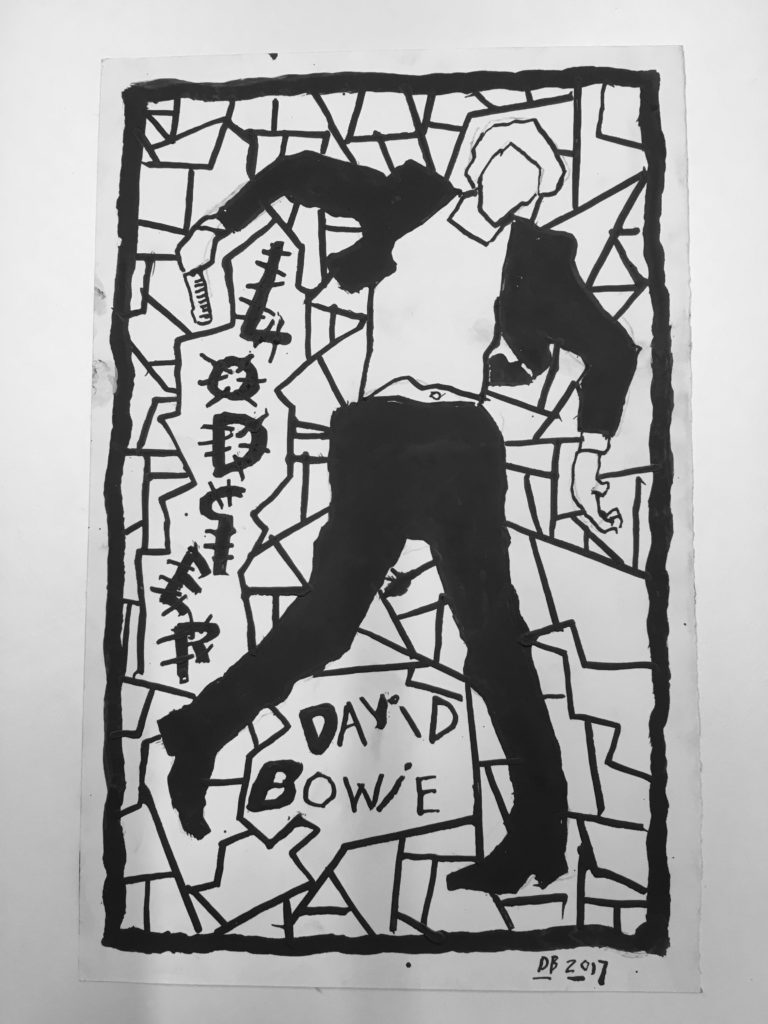 Brit-born, former University of Houston professor Derek Boshier has been based on the West Coast for decades. For the CAMH Auction, the influential Pop painter (collected by the Tate and Pompidou) contributes "David Bowie as Lodger #2," 2017, based upon his 1979 album cover for the late shapeshifting musician, who was also the artist's friend. (Courtesy the artist)